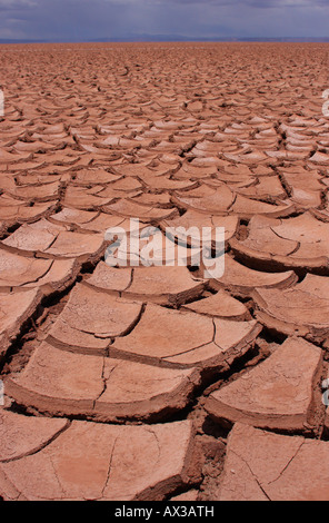 Eine riesige Fläche von rissige, trockene, Schlamm und Erde auf bolivianischen Altiplano. Stockfoto