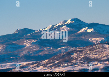 Berge im Winter im Abendlicht Routt County Colorado USA Stockfoto