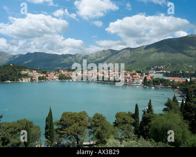 Blick über den Hafen von Hotel Croatia, Cavtat, Dubrovnik Riviera, Dalmatien, Kroatien Stockfoto