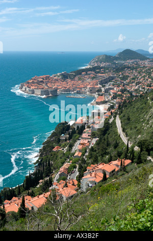 Blick über die Stadt vom Hügel Straße, Dubrovnik, Dalmatien, Kroatien Stockfoto