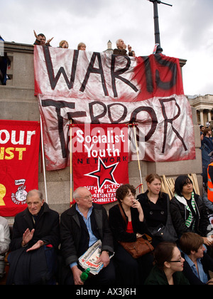 Stoppt den Krieg Koalition März 15. März 2008 in Trafalgar Square in London England Stockfoto