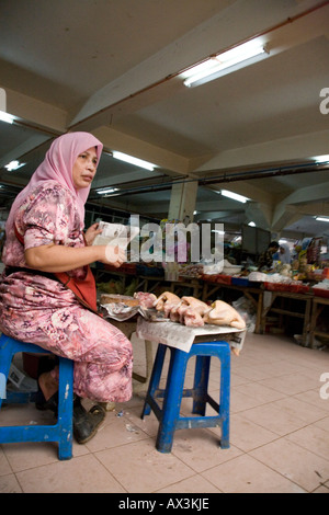 Frischwaren, Zentralmarkt, Kota Bahru, Bahru, Baru, Malaysia Stockfoto