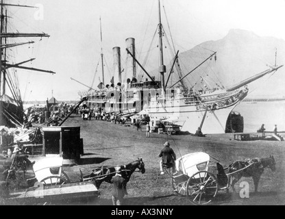 Passagierschiff RMS Scot in Kapstadt um 1900 Stockfoto