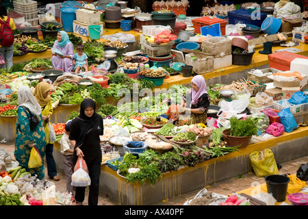 Frisches Obst und Gemüse Zentralmarkt, Kota Bharu, Malaysia Stockfoto