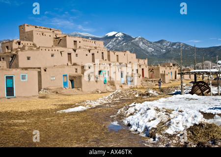 Native American Taos Pueblo, New Mexico USA Stockfoto