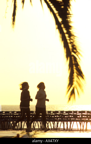 Morgen Jogger auf der Promenade des Anglais schön Alpes-MAritimes 06 Cote d ' Azur französische Riviera Paca Frankreich Europa Stockfoto