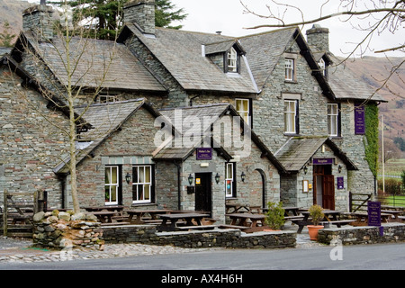 Das alte Dungeon Ghyll Hotel, Great Langdale, Cumbria, UK. Stockfoto