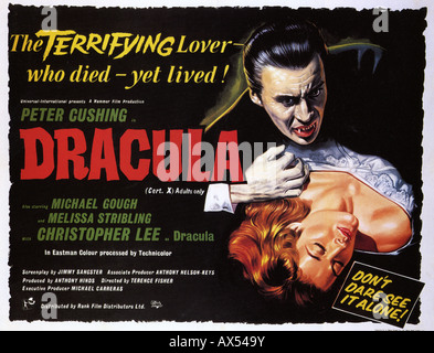 DRACULA-Plakat für 1958 Rang/Hammer film mit Christopher Lee als Dracula Stockfoto