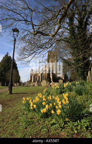 Ein Frühlingstag in den Kirchhof in Northleach in den Cotswolds Stockfoto