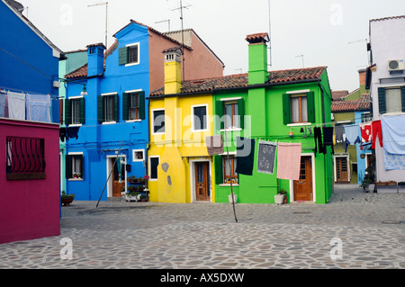 Straße, Insel Burano, Venedig, Veneto, Italien, Europa Stockfoto