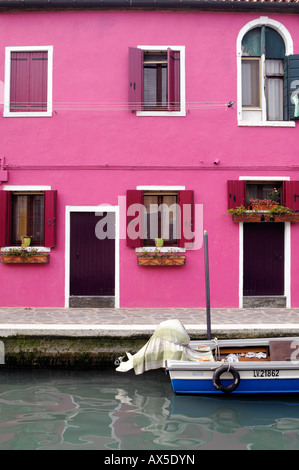 Rosa Fassade, Insel Burano, Venedig, Veneto, Italien, Europa Stockfoto