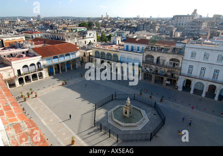 Plaza Vieja gesehen von oben, Havanna, Kuba Stockfoto