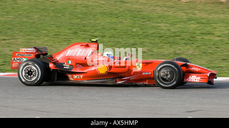 Felipe Massa im Ferrari F2008 Formel1 Rennwagen während der Tests Sessions am Circuit Catalunya Stockfoto