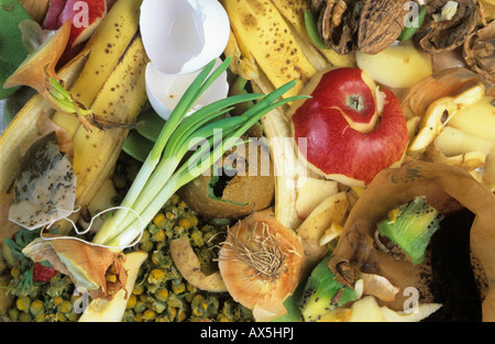 Organische Küchenabfälle, biologisch abbaubar Stockfoto