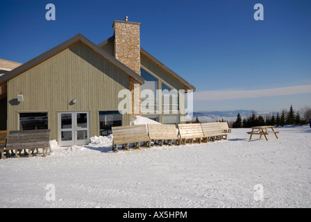 Das Hauptgebäude, Le Massif Skigebiet, Region Charlevoix, Kanada Stockfoto