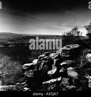 Altes Foto von Brimham Rocks in der Nähe von Ripon Nidderdale Yorkshire England Großbritannien Stockfoto