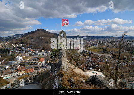 Stein-Festung Ruinen, Baden, Kanton Aargau, Schweiz, Europa Stockfoto