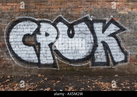 Innenstadt-Graffiti auf einen Stein Wand in Frankfurt am Main, Hessen, Deutschland, Europa Stockfoto