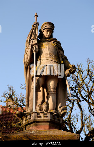 Statue des Hl. Florian, Haßfurt, Unterfranken, Bayern, Deutschland, Europa Stockfoto