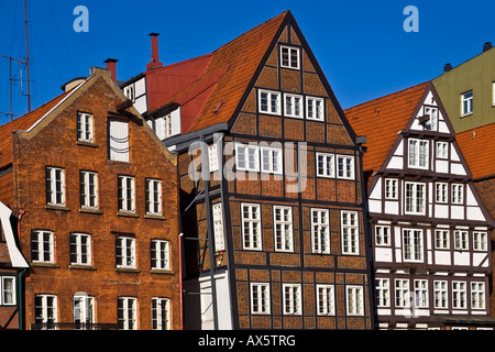 Historische Fachwerkhäuser in Hamburg, Deichstraße und Nikolaifleet Altstadt Bezirk, Hamburg, Deutschland, Europa Stockfoto