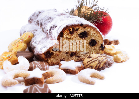 Christstollen und Plätzchen Stockfoto