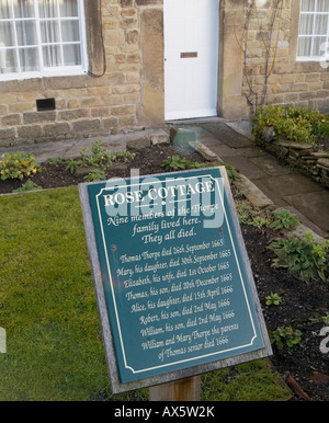 Rose Cottage in der Pest Dorf Eyam, Peak District Derbyshire UK Stockfoto