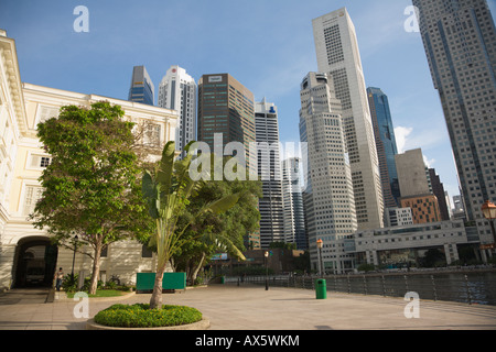 Colonial District und die Skyline entlang des Singapore River Singapur Stockfoto