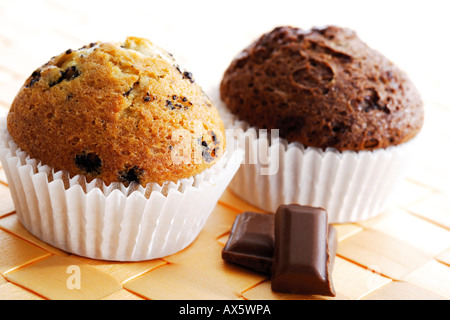 Muffins mit Schokolade Stockfoto