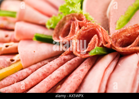 Luncheon Meat Platter, Aufschnitt Stockfoto