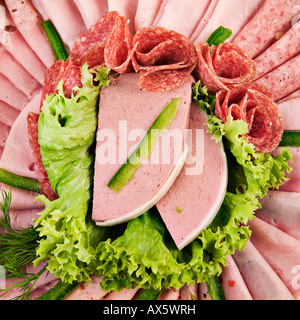 Luncheon Meat Platter, Aufschnitt Stockfoto