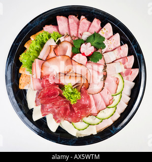 Luncheon Meat Platter, Aufschnitt Stockfoto