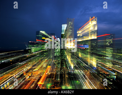 Auszug aus Singapur Skyline bei Nacht Stockfoto
