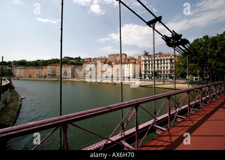 Pont Bonaparte über Soane River in Lyon Stockfoto