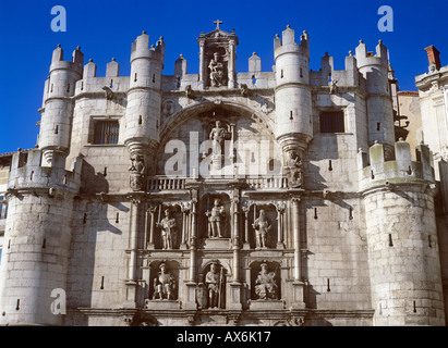 Burgos die Arch von Santa Maria, Architektur, Castilla y Leon, Spanien. Arco de Santa Maria. Stockfoto