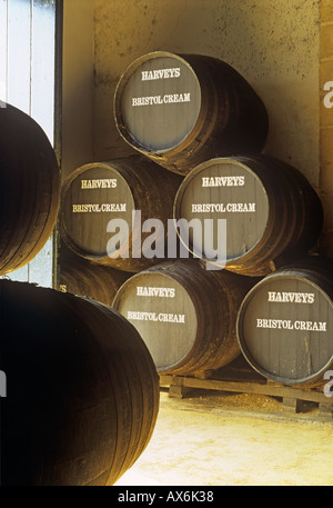 Harveys Bristol cream Sherry, Jerez De La Frontera, Provinz Cadiz, Andalusien, Spanien. Stockfoto