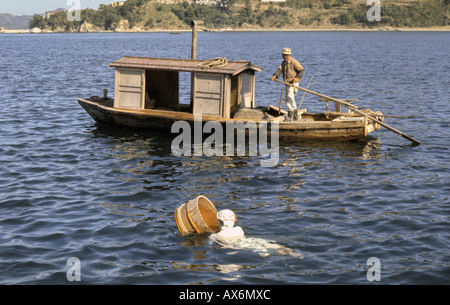 Weibliche Perlentaucherin Pearl Island Binnenmeer Japan Stockfoto