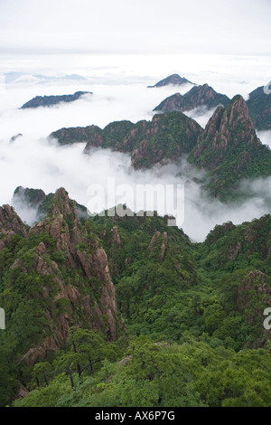 Vogelperspektive Blick auf Berge, Huangshan, Huangshan, Anhui Provinz, China Stockfoto