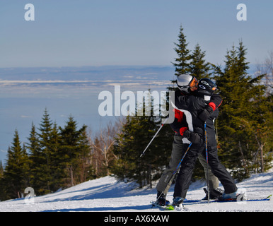 Skifahrer in der Liebe, im Le Massif Skigebiet, Region von Charlevoix, Kanada Stockfoto