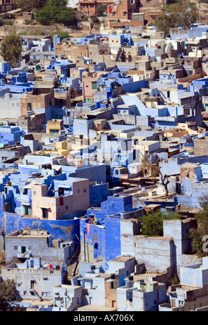 Blaue Stadt gesehen von Meherangarh Fort, Jodhpur, Rajasthan, Indien Stockfoto