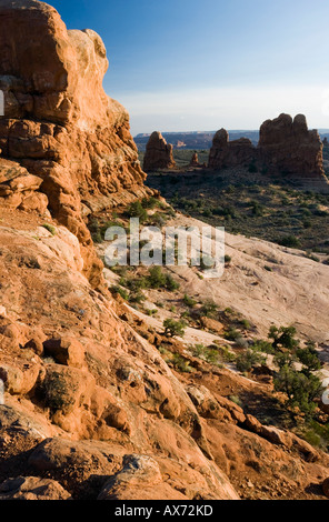 Sandstein Butte, Arches-Nationalpark, Utah, USA Stockfoto