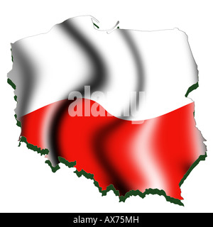 Übersichtskarte und Flagge von Polen Stockfoto
