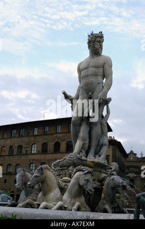 Neptunbrunnen auf der Piazza della Signoria in Florenz, Italien. Stockfoto