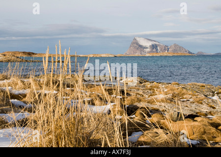 weißer Sandstrand Sommarøy nördlichen Norwegen arktischen Kreis winter Stockfoto