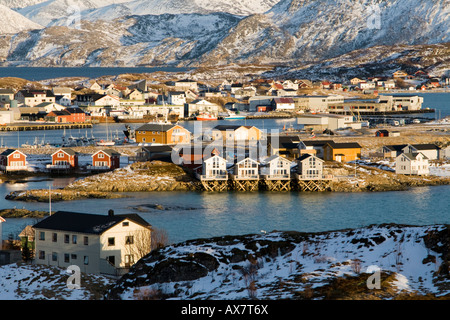 Fischerdorf Sommarøy Insel nördlichen Norwegen arktischen Kreis winter Stockfoto