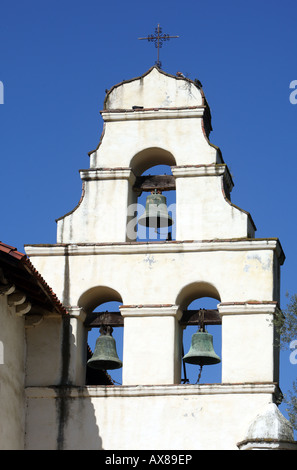 Die Bell Tower Kalifornien Mission San Juan Bautista. Stockfoto