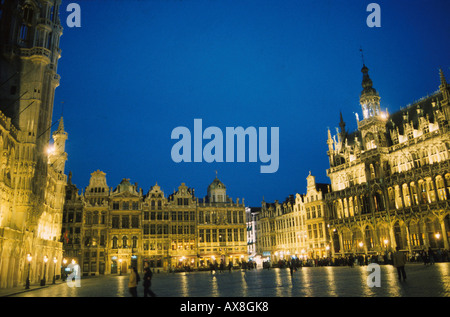 Zunfthaeuser, Grand-Place, Rathausplatz Bruessel, Belgien, Europa Stockfoto