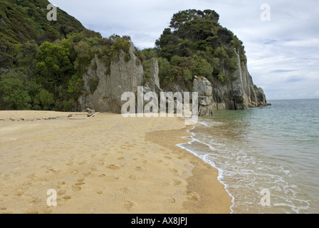 Anapai Bay an der Küste des Abel Tasman National Park in der Nähe von Totaranui auf der Südinsel Neuseelands. Stockfoto