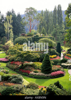 Ein Blick auf den weltberühmten Butchart Gardens in der Nähe von Victoria Stockfoto