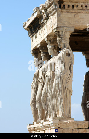 Die Veranda der Jungfrauen am Erechtheion am Parthenon in Athen Griechenland c 5. Jahrhundert v. Chr. Stockfoto