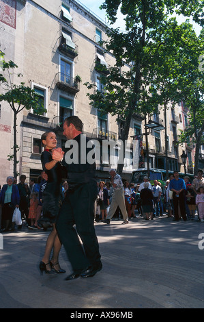 Tango-Tänzer, Les Rambles, Barcelona, Katalonien, Spanien Stockfoto